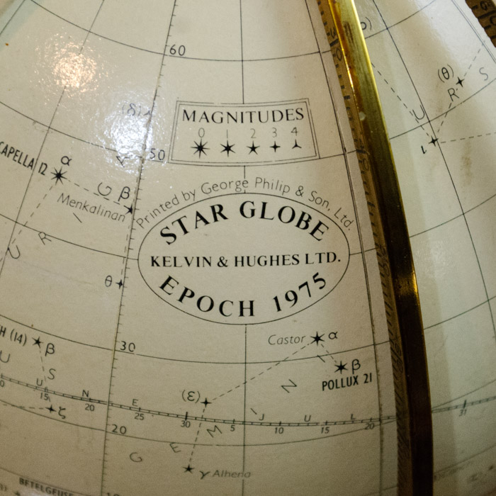 Kelvin & Hughes 7-Inch Star Globe, Epoch 1975, detail