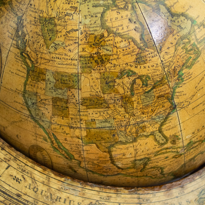 H.B. Nims & Co. 12-Inch Terrestrial Table Globe, detail