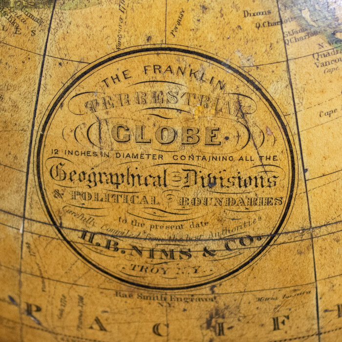 H.B. Nims & Co. 12-Inch Terrestrial Table Globe, detail