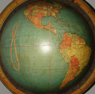 W. & A.K. Johnston/ Nystrom 18-Inch Terrestrial Floor Globe, detail