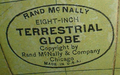 Globe, American, Rand McNally, Terrestrial World, 8-Inch Table Globe, 4-leg Wood Stand, Chicago, c. 1920s - Image 3