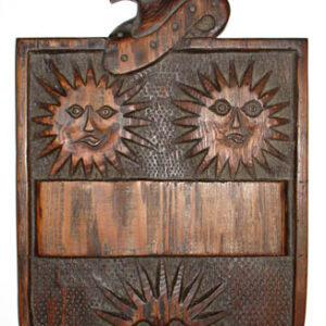 Relief Plaque, Heraldic Shield with Knight's Helmet and Suns