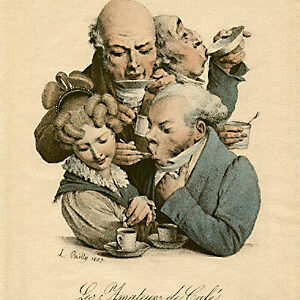 French Caricature of Coffee Drinkers