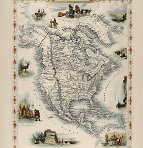Map, North America, Tallis's Illustrated Atlas, 1851