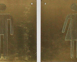 Signs, Pair of Brass Pictograph Men's and Women's Room Door