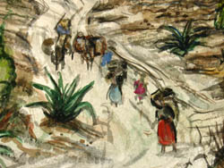 Los Remedios, Mexico, Watercolor