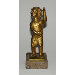 Figurine, Cherub, Gilt Bronze, Small, Antique, 19th Century