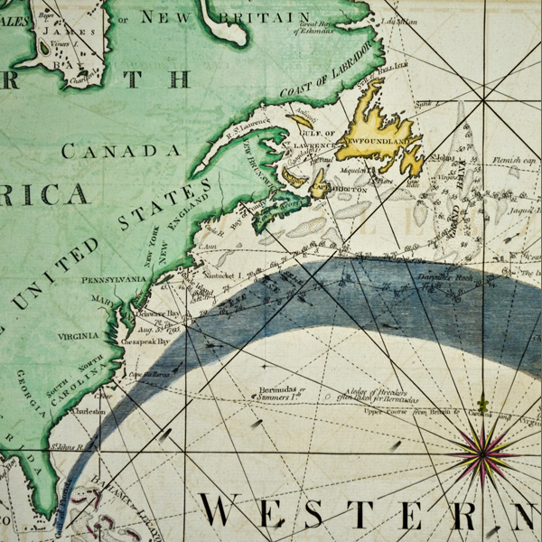 Map, Novelty, Gulf Stream, Atlantic Ocean, Navigation, Antique Print, Philadelphia, 1799 - Image 2