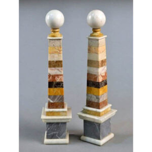 Multi-colored stone obelisks
