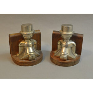 Decorative Arts, Bookends, Art Deco, Girl in Dress and Top Hat, Vintage, 1940s