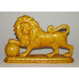 Figurine, Lion, Medici, Yellow Ceramic, Italian, 20th Century