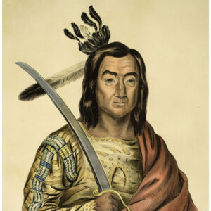 Portrait, Historical, American, Native Americans, McKenney and Hall, Sioux Indian Chief, Antique Print, mid 19th Century