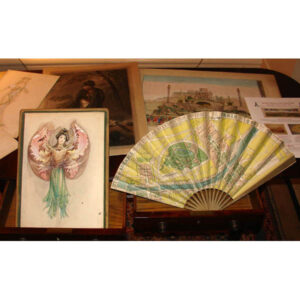 Costume design by Noury and a fan-shaped map of the Paris world's fair