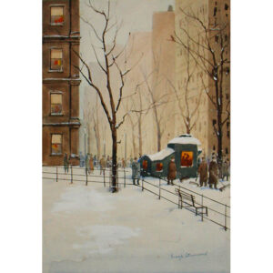 New York City Park Winter Snow Scene