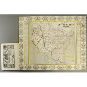 Map of the United States and Mexico Including Oregon, Texas and the Californias (right) attached to Lives of the Presidents book (left)