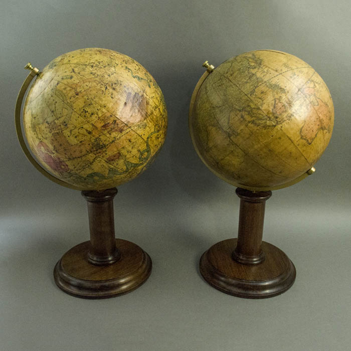 Masonic Pair of 10-inch Terrestrial and Celestial Table Globes