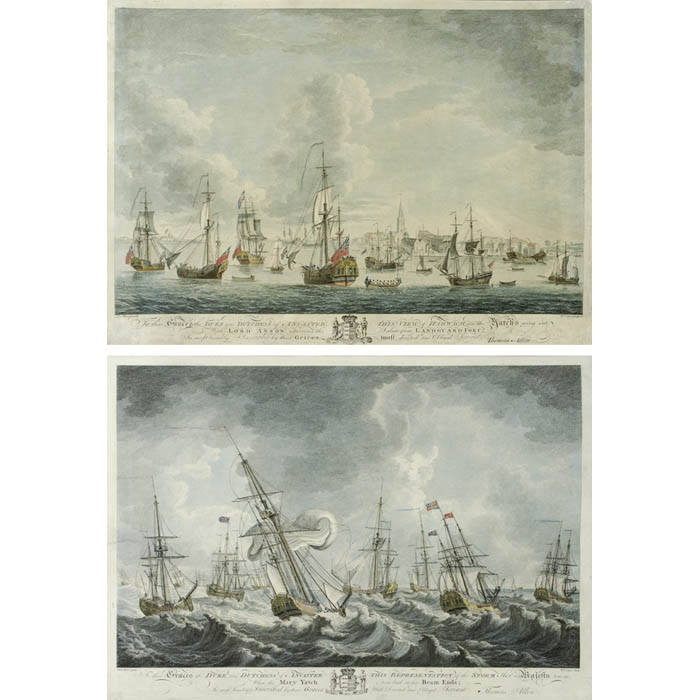 View of Harwich and the Yatchs Going Out, With Lord Anson returning the Salute from Landguard Fort and The Storm, When the Mary Yatch Was Laid on Her Beam Ends