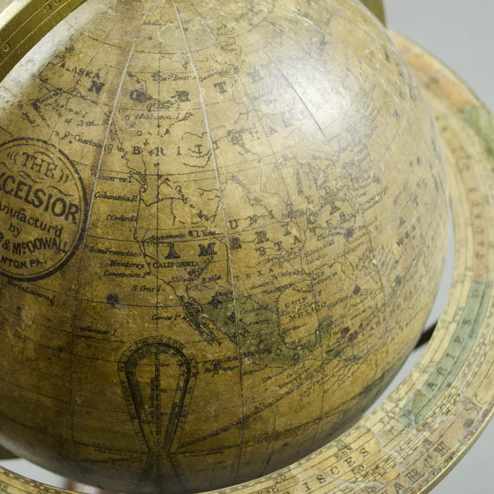 "Excelsior” 7-inch Terrestrial Table Globe, detail