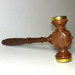 Carved Wood Gilt-Mounted Commemorative Ship-Launching Gavel