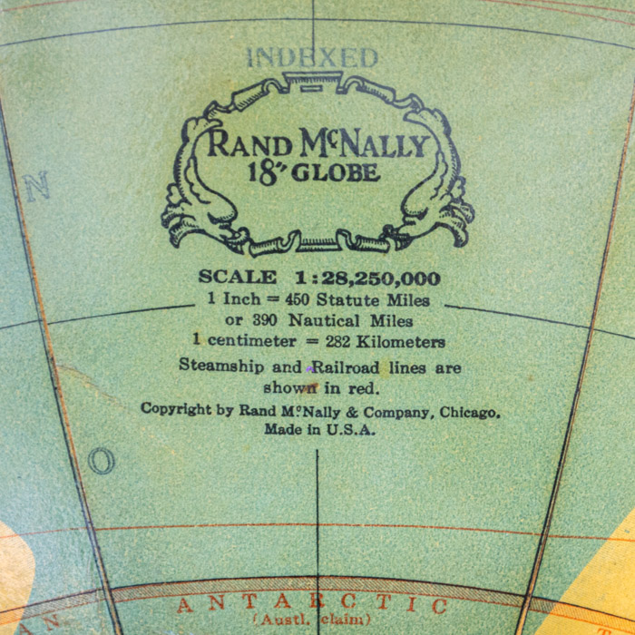 Rand McNally & Company 18-Inch Terrestrial Floor Globe, detail