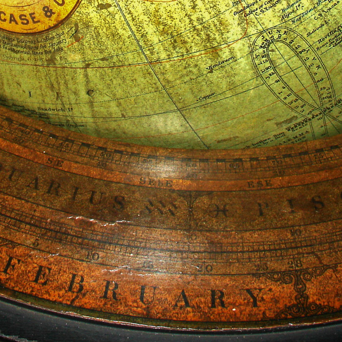 Case's 12-Inch Library Globe, detail