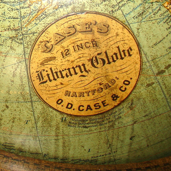 Case's 12-Inch Library Globe, detail
