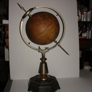 Globe, American, Juvet, Specialty, 12-inch Clock Globe, Celestial, Iron Stand INV